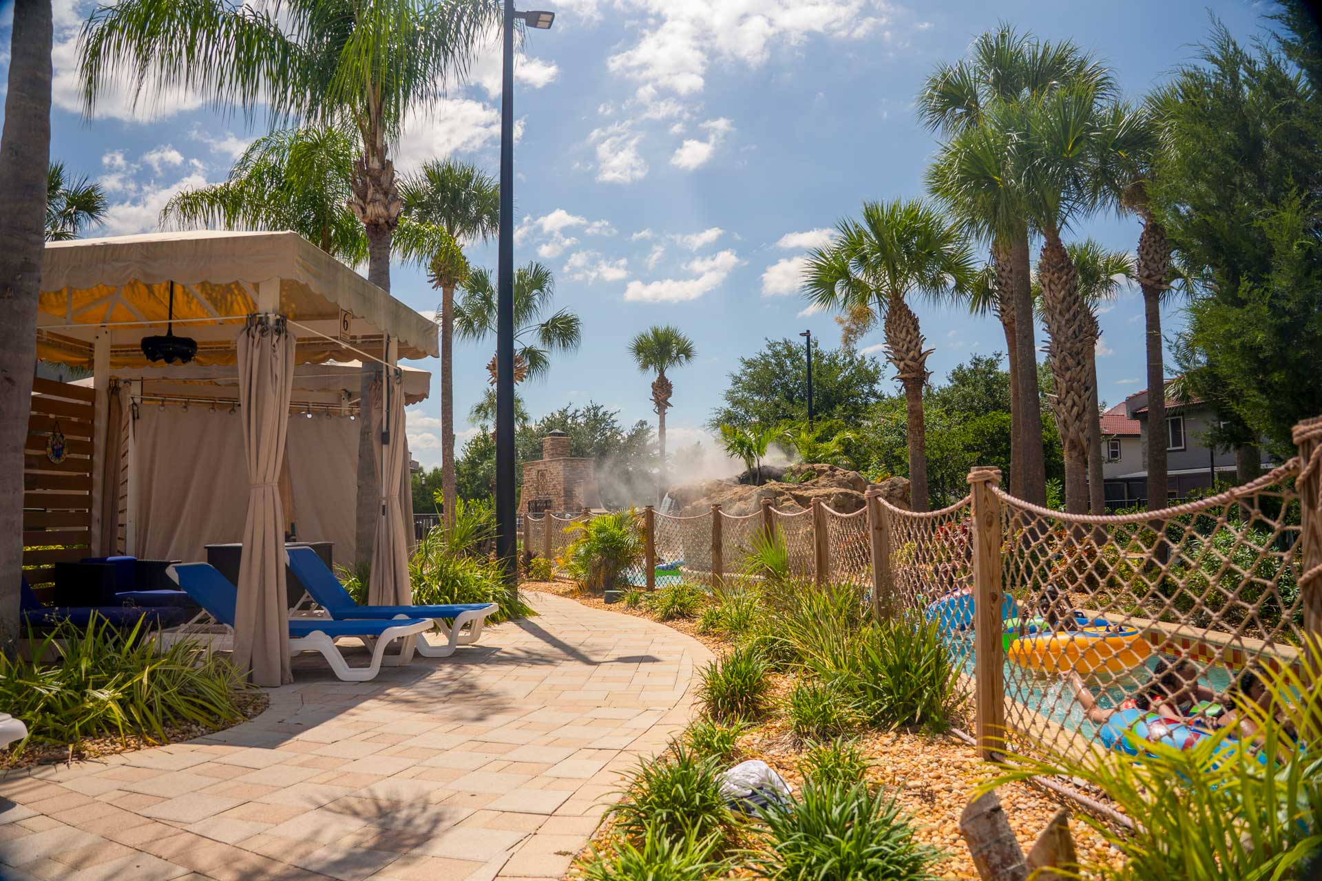 Private poolside cabana at FantasyWorld Waterpark